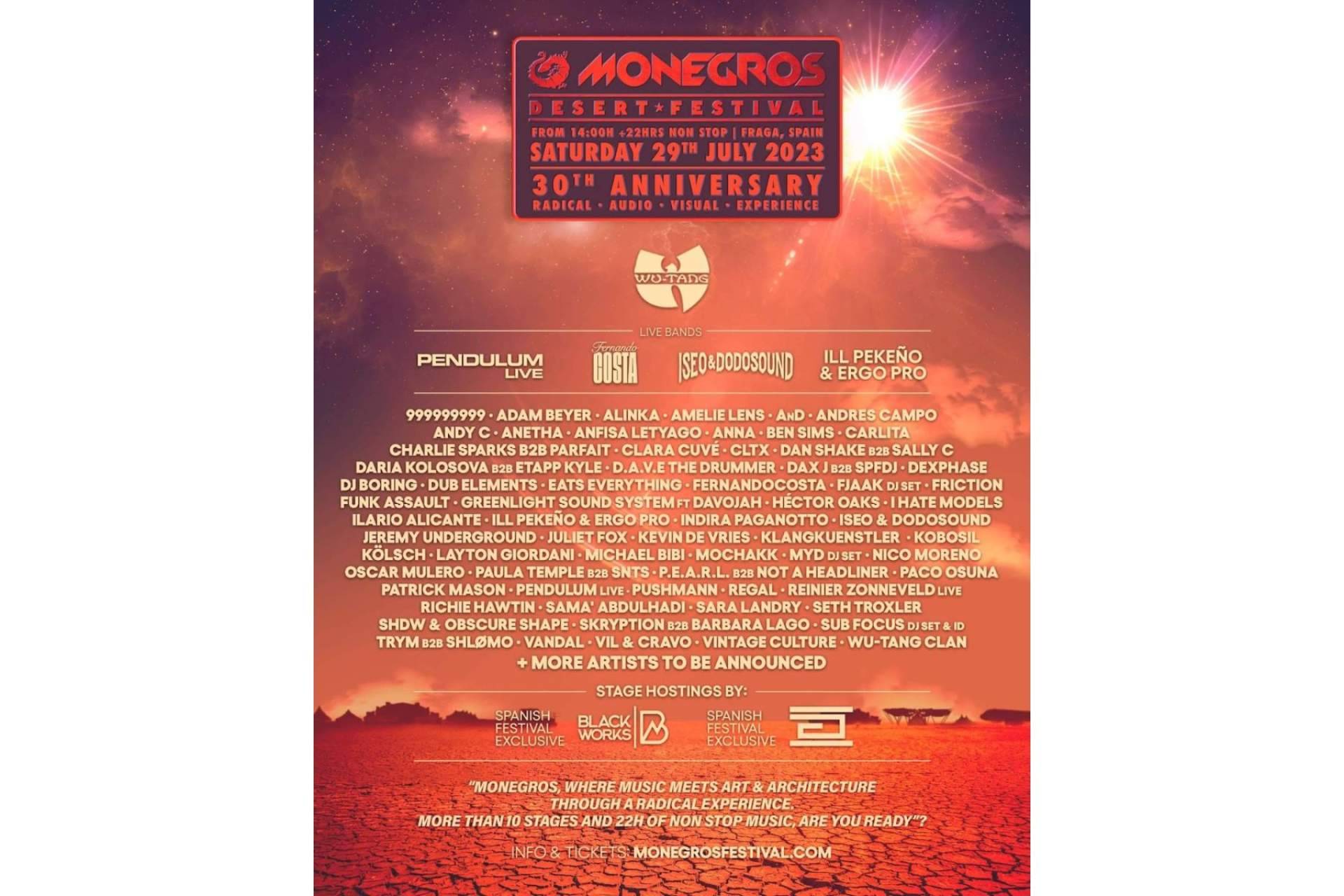 Monegros Desert Festival desvela el 70 % del line up de su 30 aniversario y promete ser el año más creativo de su historia
