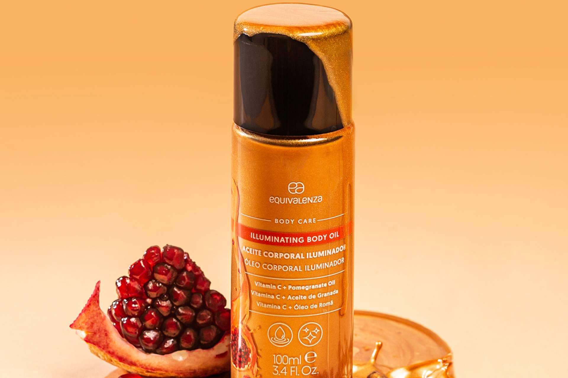 El aceite corporal iluminador de Equivalenza, perfecto para dar un toque de color y brillo a la piel para este verano